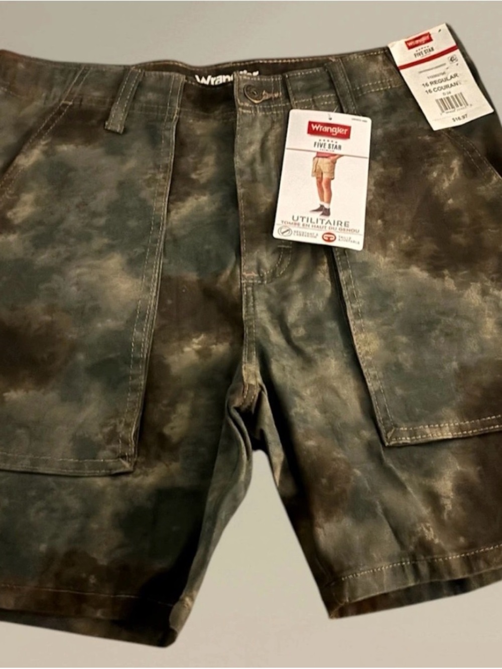 Wrangler Men’s Olive Camo Cargo Shorts